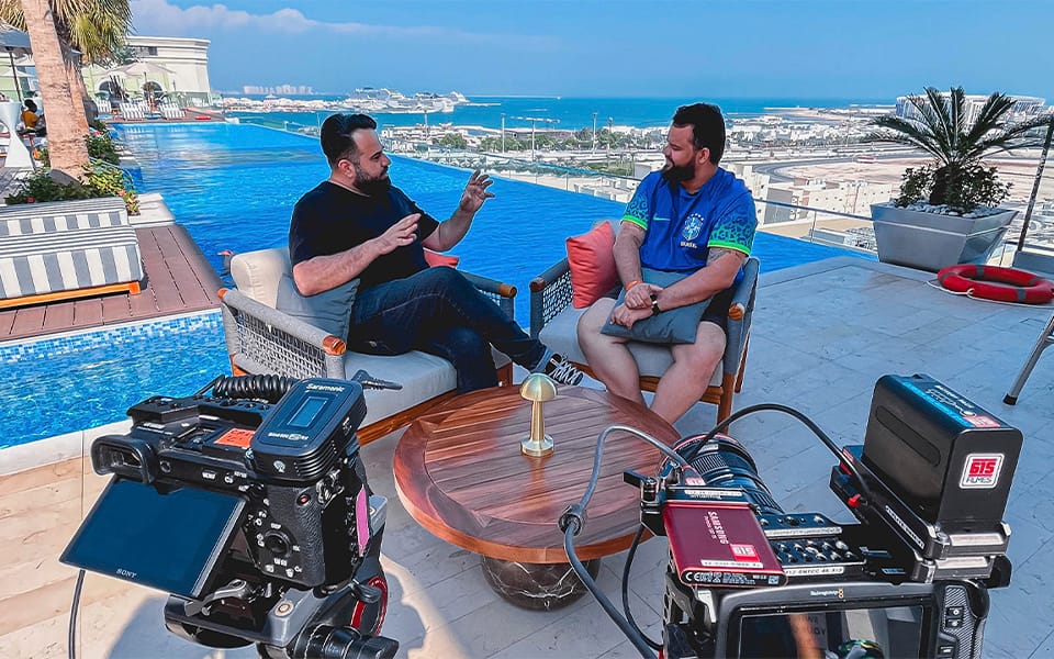 Clhub Studio durante entrevistas exclusivas na Copa do Mundo no Qatar